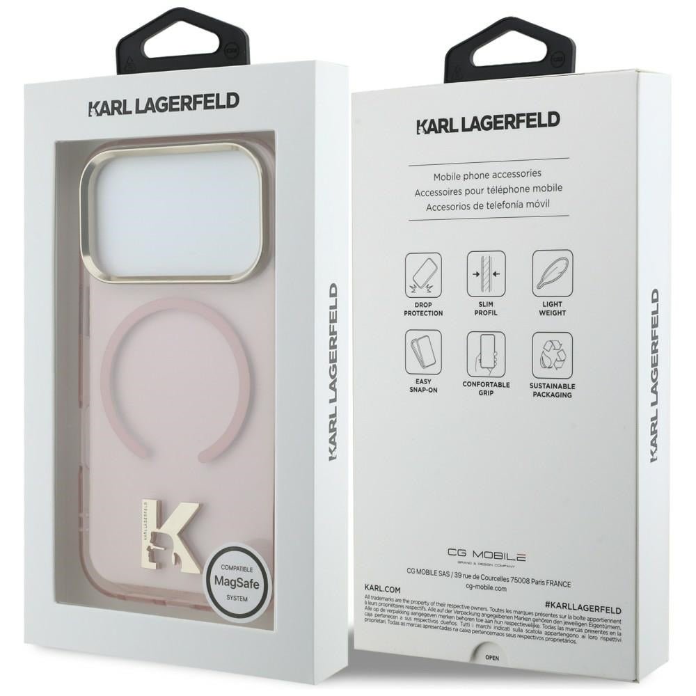 Karl Lagerfeld iPhone 17 Pro Max - Σκληρή Θήκη με Πλαίσιο Σιλικόνης - IML K Head Logo MagSafe - Pink