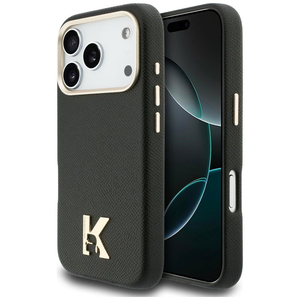 Karl Lagerfeld iPhone 17 Pro - Σκληρή Θήκη με Επένδυση Οικολογικού Δέρματος και MagSafe - Karl Head Logo - Black