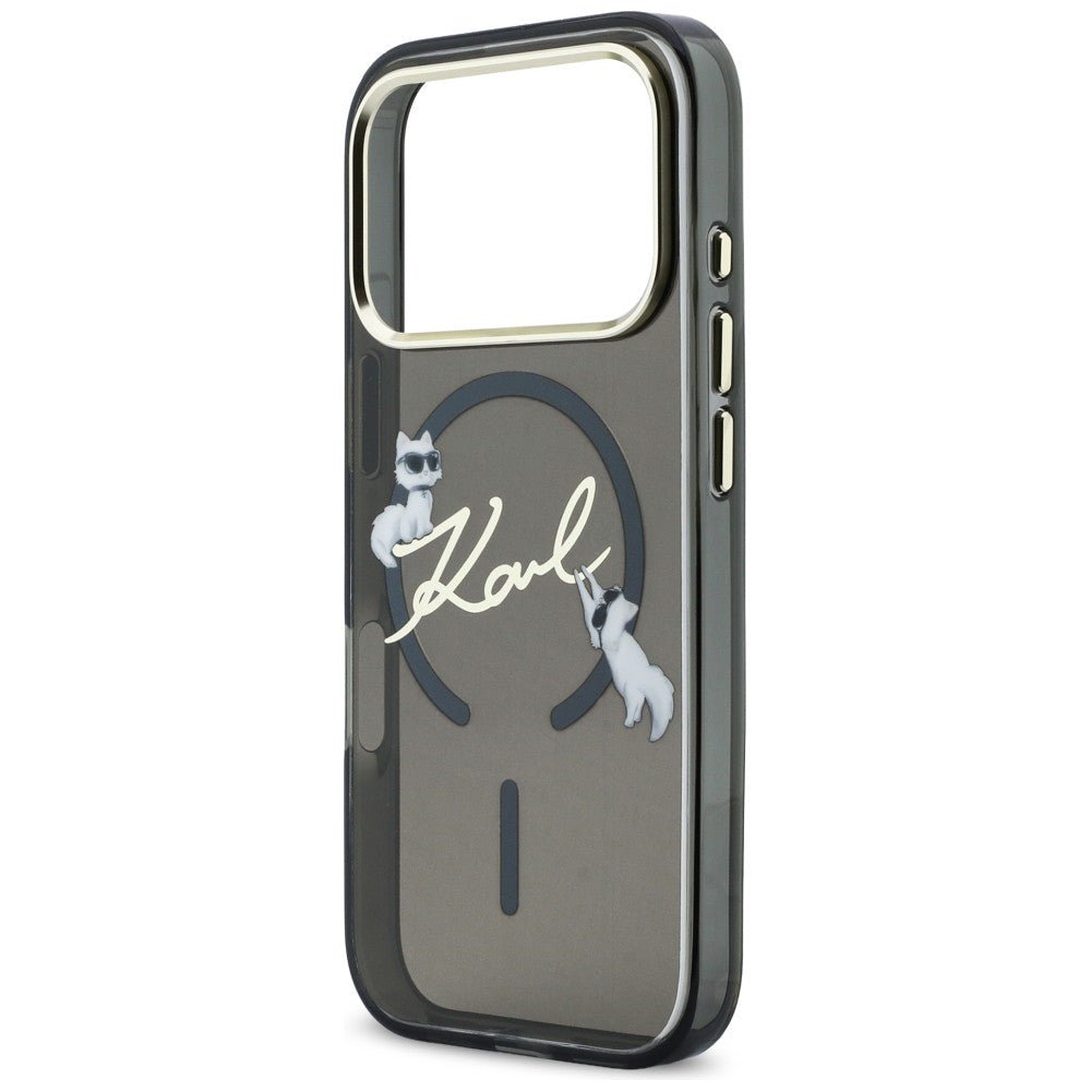 Karl Lagerfeld iPhone 17 Pro - Σκληρή Θήκη με Πλαίσιο Σιλικόνης - IML Choupettes Karl Script Logo MagSafe - Black