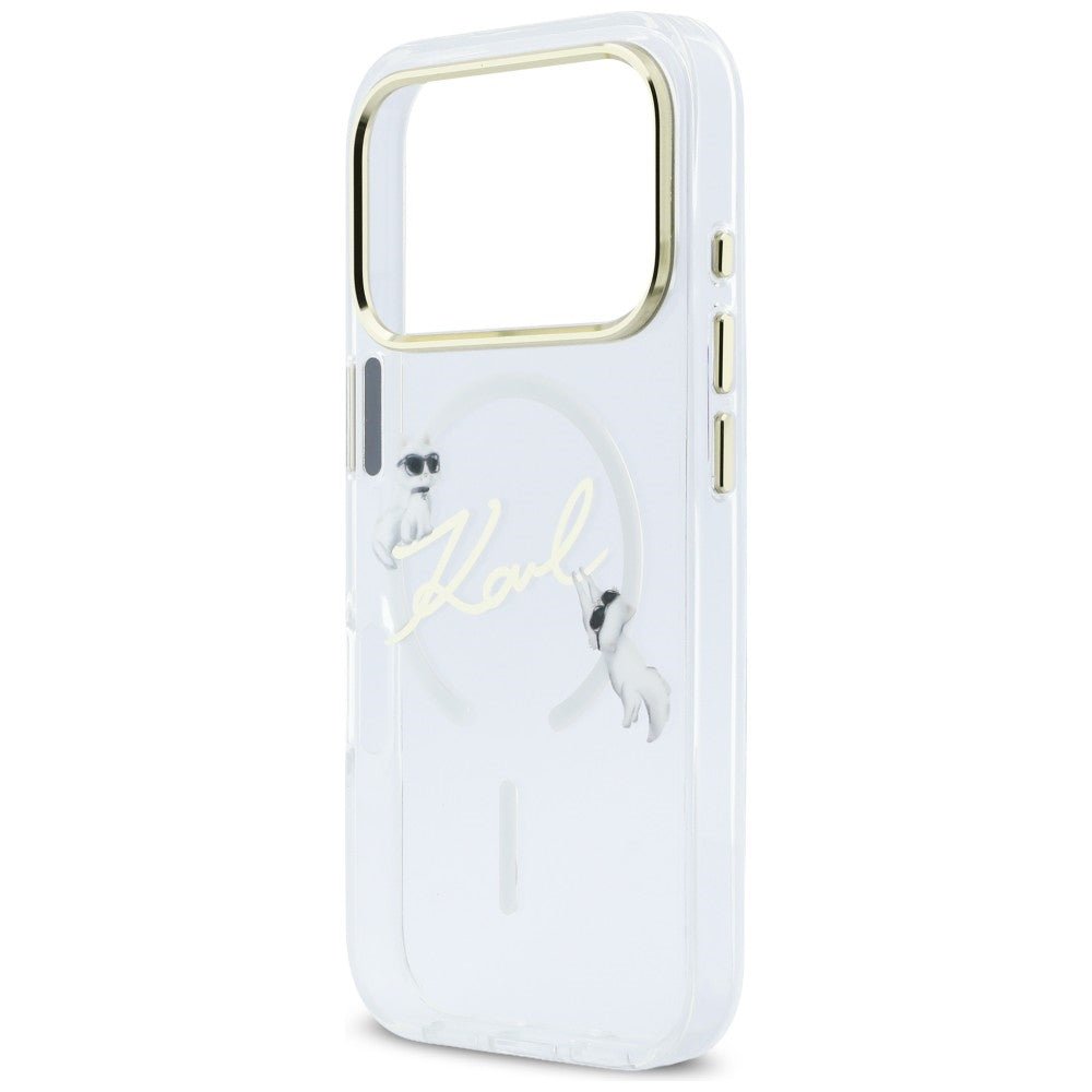 Karl Lagerfeld iPhone 17 Pro - Σκληρή Θήκη με Πλαίσιο Σιλικόνης - IML Choupettes Karl Script Logo MagSafe - Clear
