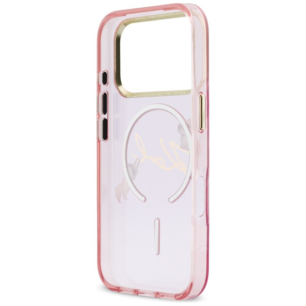 Karl Lagerfeld iPhone 17 Pro - Σκληρή Θήκη με Πλαίσιο Σιλικόνης - IML Choupettes Karl Script Logo MagSafe - Pink