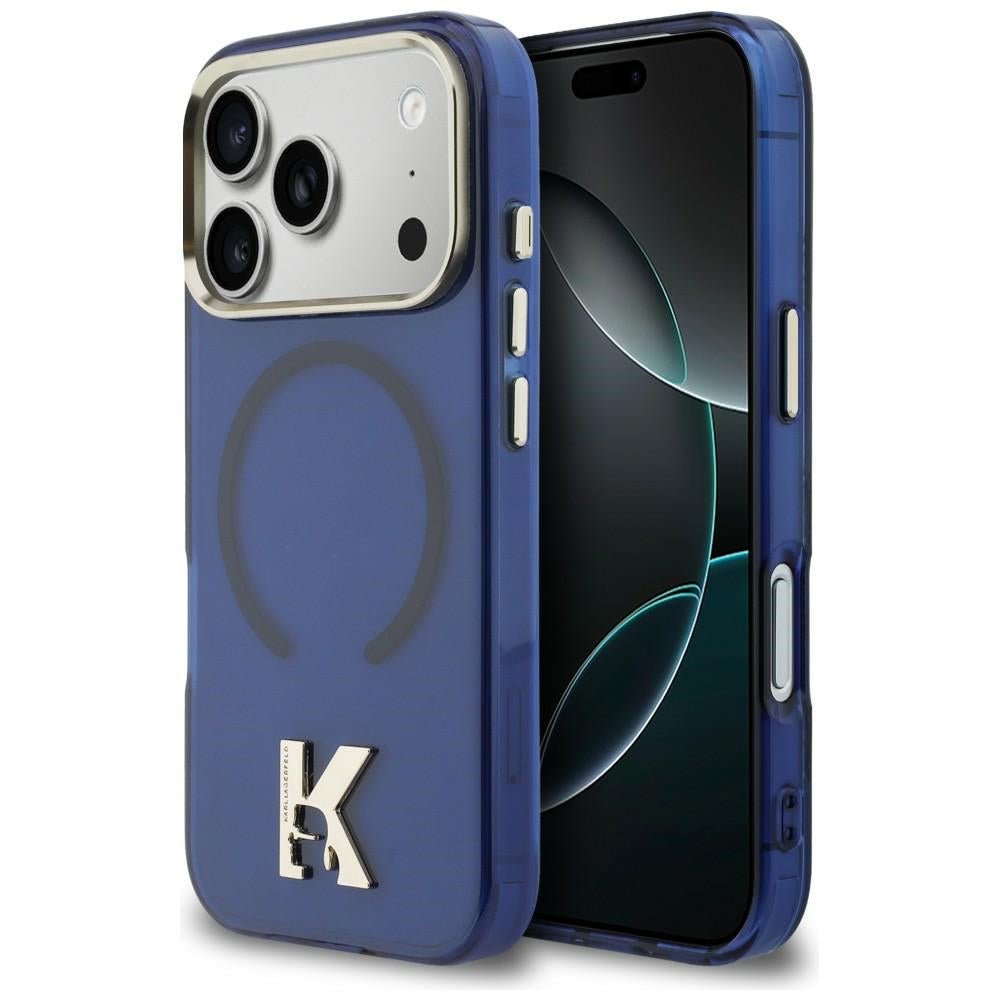Karl Lagerfeld iPhone 17 Pro - Σκληρή Θήκη με Πλαίσιο Σιλικόνης - IML K Head Logo MagSafe - Blue