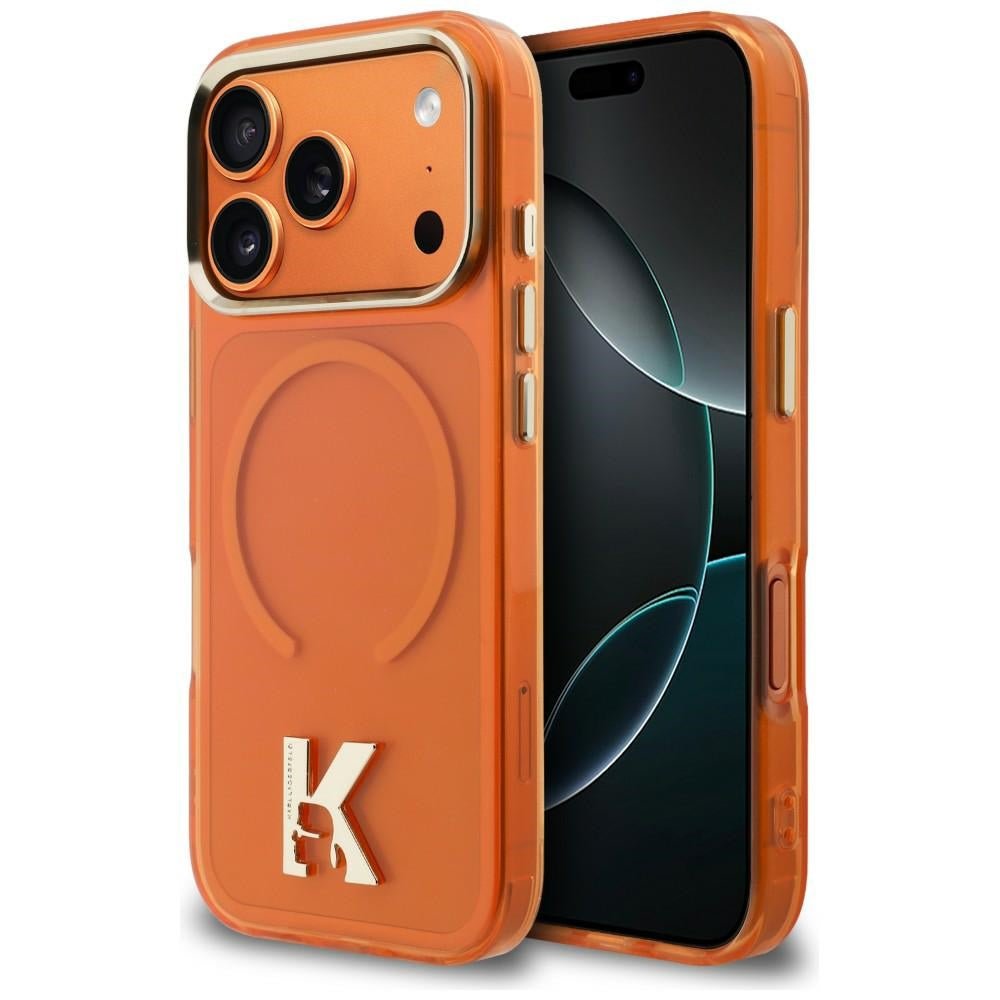 Karl Lagerfeld iPhone 17 Pro - Σκληρή Θήκη με Πλαίσιο Σιλικόνης - IML K Head Logo MagSafe - Orange
