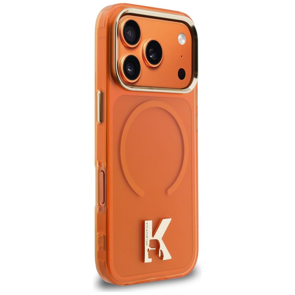 Karl Lagerfeld iPhone 17 Pro - Σκληρή Θήκη με Πλαίσιο Σιλικόνης - IML K Head Logo MagSafe - Orange