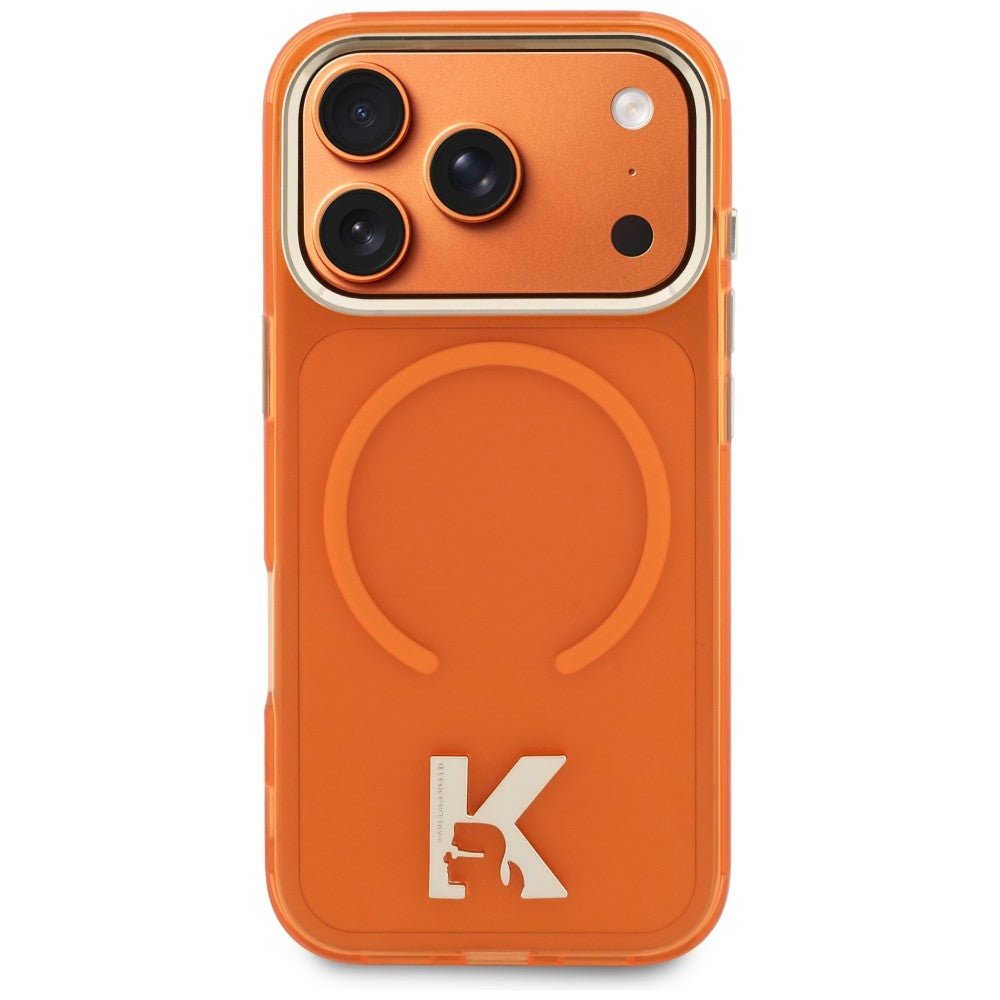 Karl Lagerfeld iPhone 17 Pro - Σκληρή Θήκη με Πλαίσιο Σιλικόνης - IML K Head Logo MagSafe - Orange