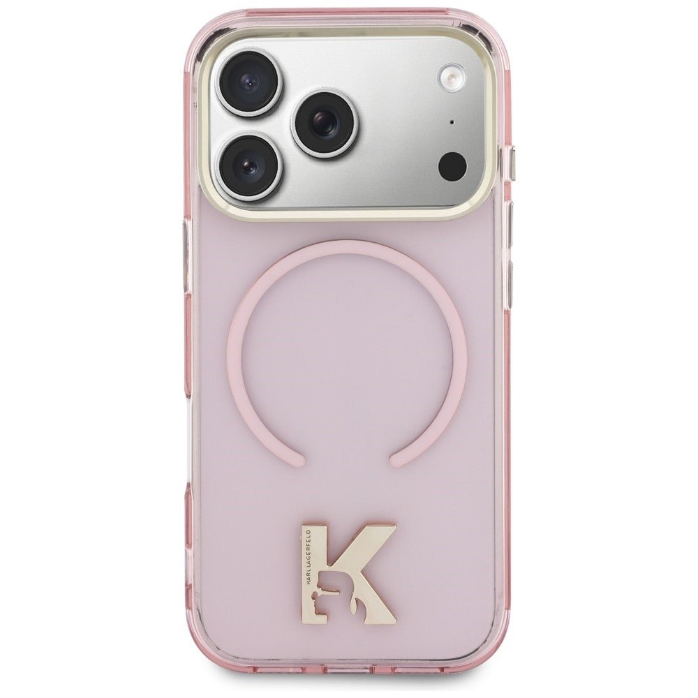 Karl Lagerfeld iPhone 17 Pro - Σκληρή Θήκη με Πλαίσιο Σιλικόνης - IML K Head Logo MagSafe - Pink