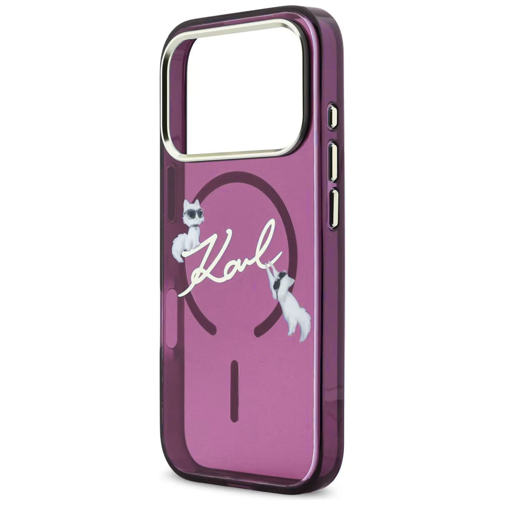 Karl Lagerfeld iPhone 18 Pro / iPhone 17 Pro - Σκληρή Θήκη με Πλαίσιο Σιλικόνης και MagSafe - Script Logo - Burgundy