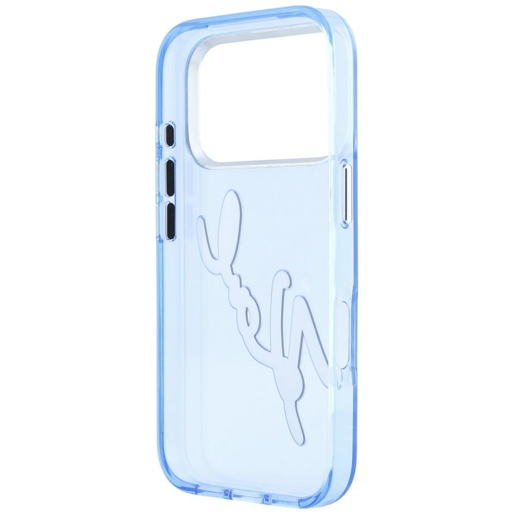 Karl Lagerfeld iPhone 18 Pro / iPhone 17 Pro - Σκληρή Θήκη με Πλαίσιο Σιλικόνης - IML Big Signature Resin Metal Frame - Blue