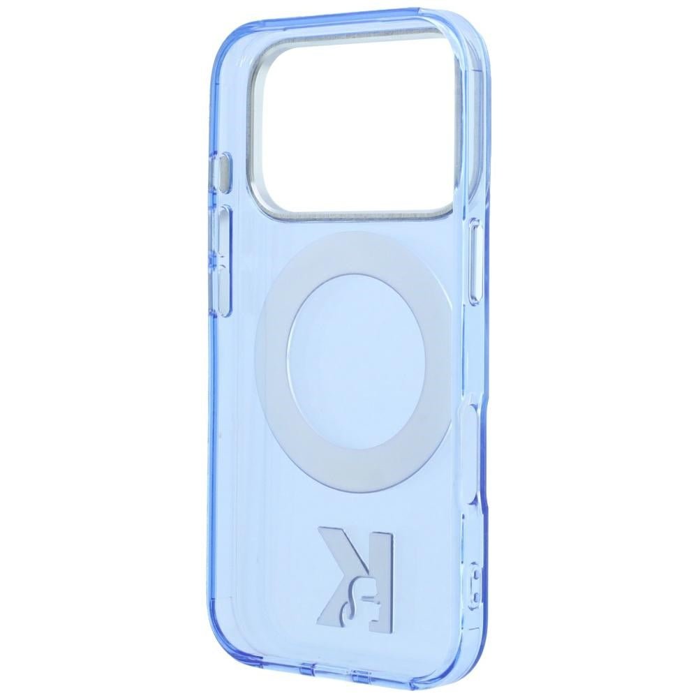 Karl Lagerfeld iPhone 18 Pro / iPhone 17 Pro - Σκληρή Θήκη με Πλαίσιο Σιλικόνης και Δαχτυλίδι Συγκράτησης MagSafe - IML Ring Stand 360 Kameo Metal - Blue