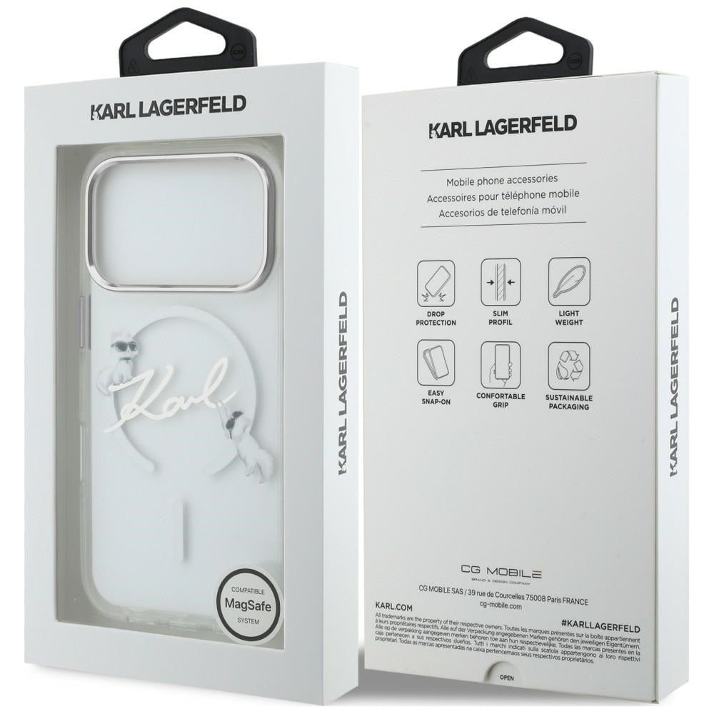 Karl Lagerfeld iPhone 18 Pro / iPhone 17 Pro - Σκληρή Θήκη με Πλαίσιο Σιλικόνης και MagSafe - Script Logo - Clear