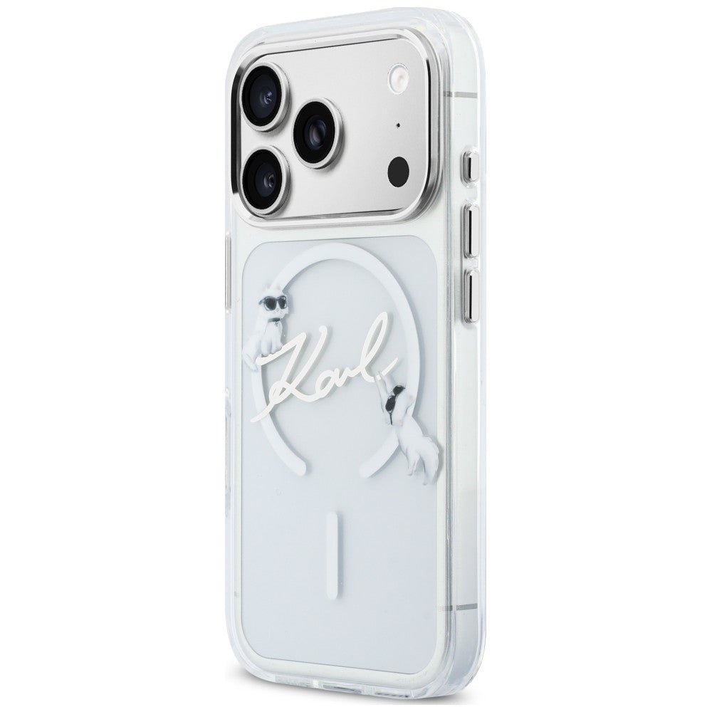 Karl Lagerfeld iPhone 18 Pro / iPhone 17 Pro - Σκληρή Θήκη με Πλαίσιο Σιλικόνης και MagSafe - Script Logo - Clear