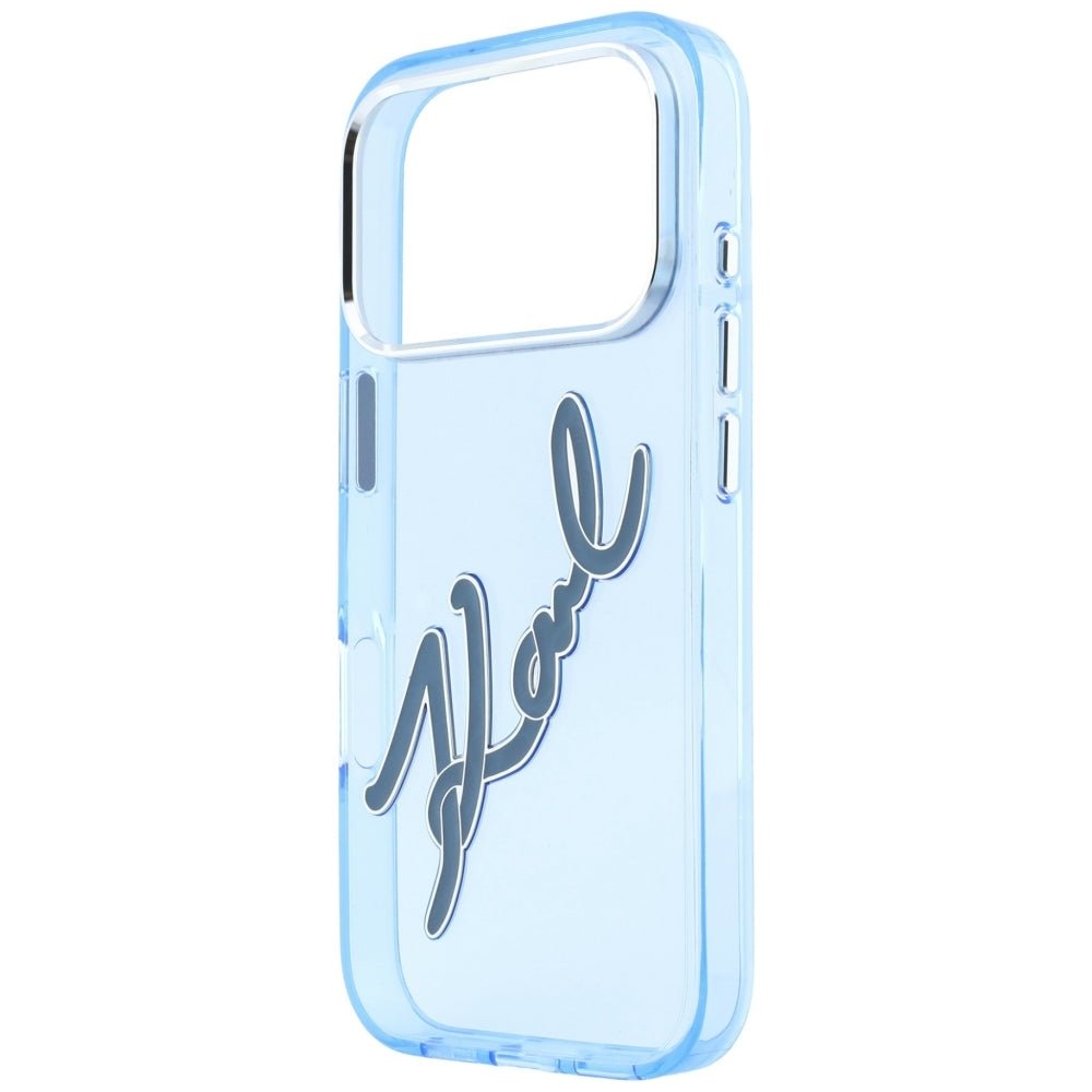 Karl Lagerfeld iPhone 18 Pro Max / iPhone 17 Pro Max - Σκληρή Θήκη με Πλαίσιο Σιλικόνης - IML Big Signature Resin Metal Frame - Blue