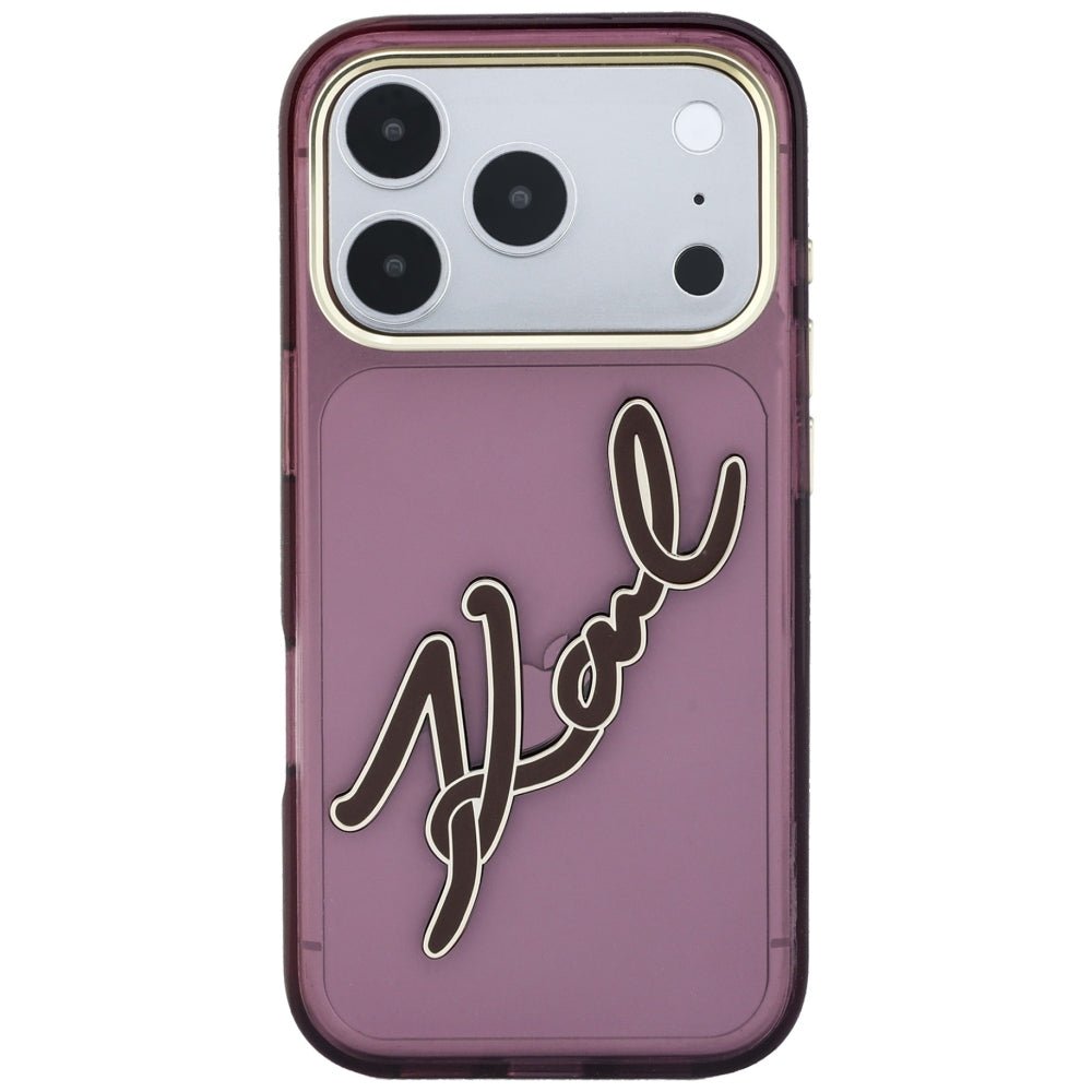 Karl Lagerfeld iPhone 18 Pro Max / iPhone 17 Pro Max - Σκληρή Θήκη με Πλαίσιο Σιλικόνης - IML Big Signature Resin Metal Frame - Burgundy