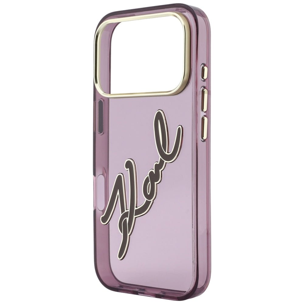 Karl Lagerfeld iPhone 18 Pro Max / iPhone 17 Pro Max - Σκληρή Θήκη με Πλαίσιο Σιλικόνης - IML Big Signature Resin Metal Frame - Burgundy