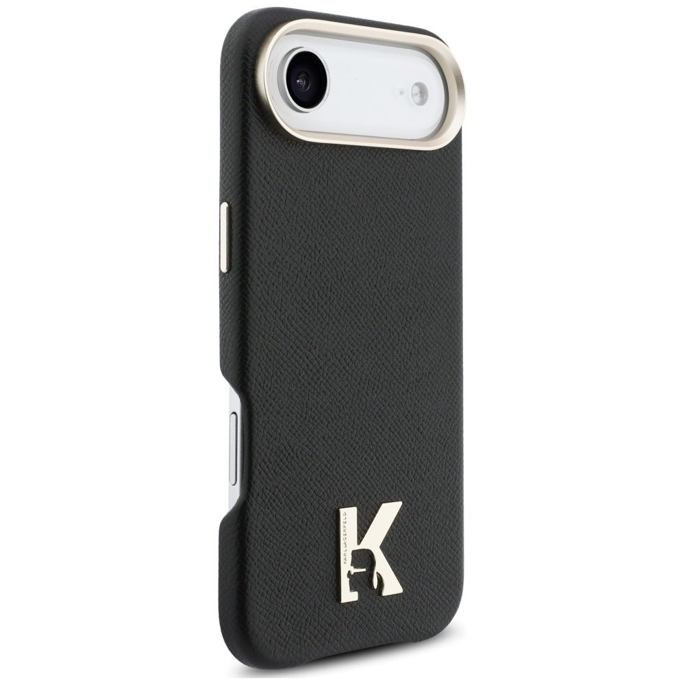 Karl Lagerfeld iPhone Air - Σκληρή Θήκη με Επένδυση Οικολογικού Δέρματος και MagSafe - Karl Head Logo - Black