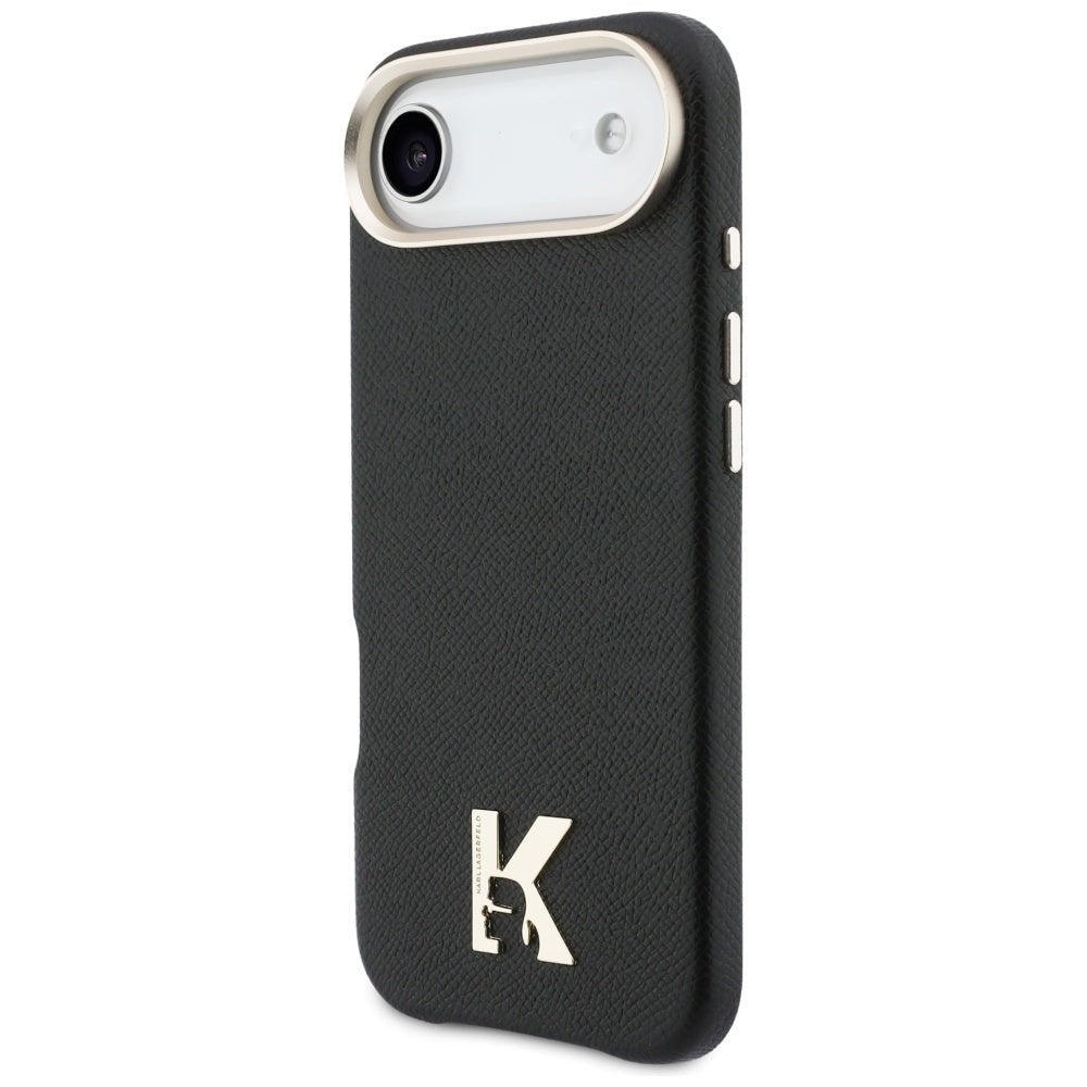 Karl Lagerfeld iPhone Air - Σκληρή Θήκη με Επένδυση Οικολογικού Δέρματος και MagSafe - Karl Head Logo - Black