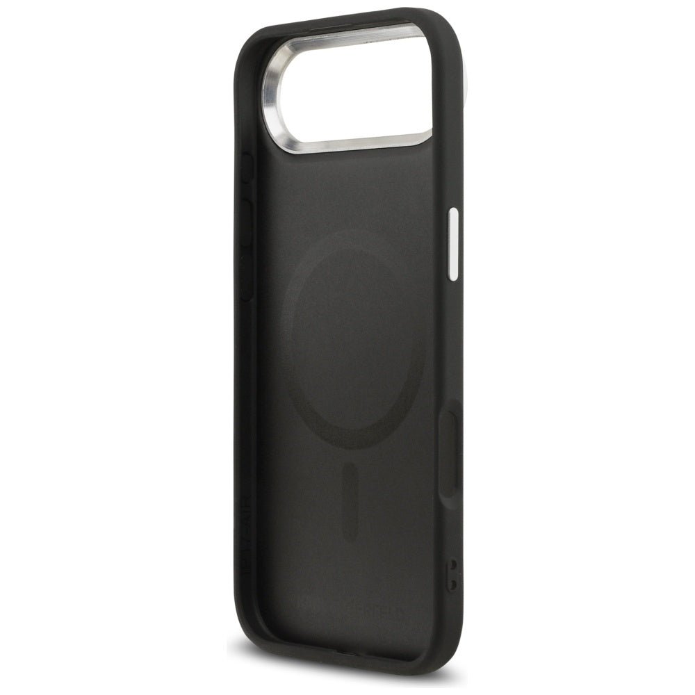 Karl Lagerfeld iPhone Air - Σκληρή Θήκη με Επένδυση Συνθετικού Δέρματος - Karl and Choupette Pins MagSafe - Black