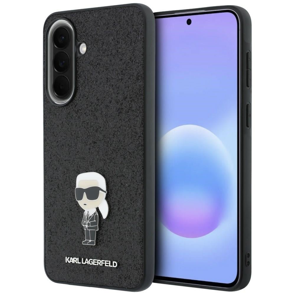 Karl Lagerfeld Samsung Galaxy A37 5G - Fixed Glitter Ikonik Logo Metal Pin - Σκληρή Θήκη με Πλαίσιο Σιλικόνης - Black