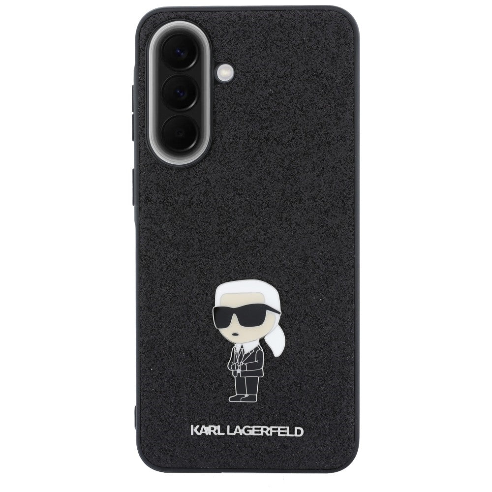 Karl Lagerfeld Samsung Galaxy A37 5G - Fixed Glitter Ikonik Logo Metal Pin - Σκληρή Θήκη με Πλαίσιο Σιλικόνης - Black