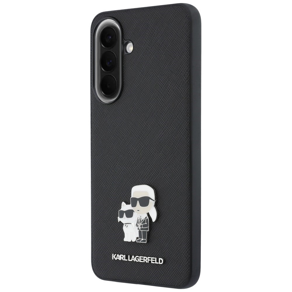 Karl Lagerfeld Samsung Galaxy A57 5G - Σκληρή Θήκη με Επένδυση Συνθετικού Δέρματος - Saffiano w/ Karl and Choupette Metal Logo - Black