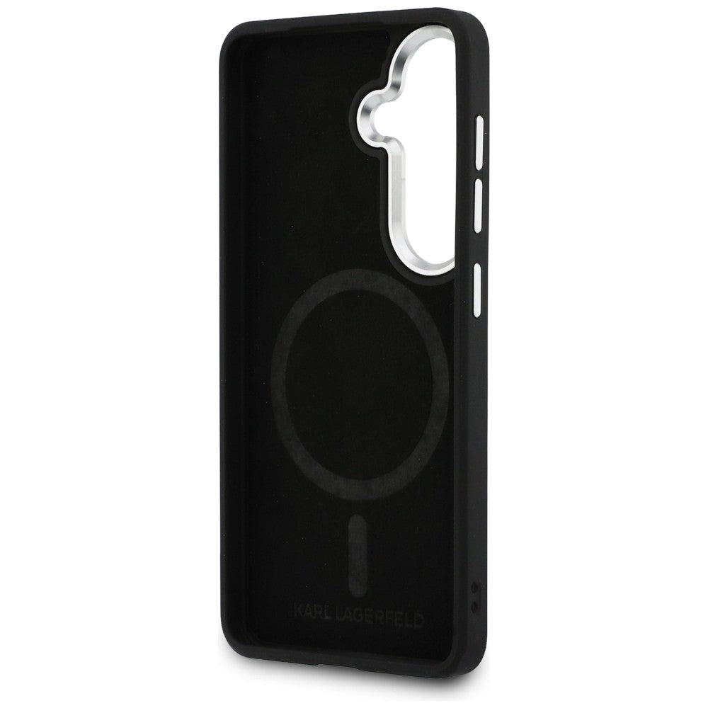 Karl Lagerfeld Samsung Galaxy S26 Plus - Σκληρή Θήκη με Επένδυση Οικολογικού Δέρματος και MagSafe - Embossed Ring Initial and Metal Logo - Black