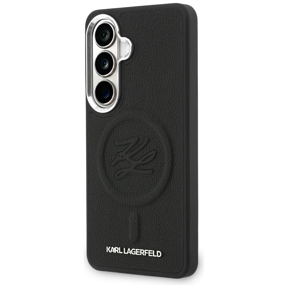 Karl Lagerfeld Samsung Galaxy S26 Plus - Σκληρή Θήκη με Επένδυση Οικολογικού Δέρματος και MagSafe - Embossed Ring Initial and Metal Logo - Black