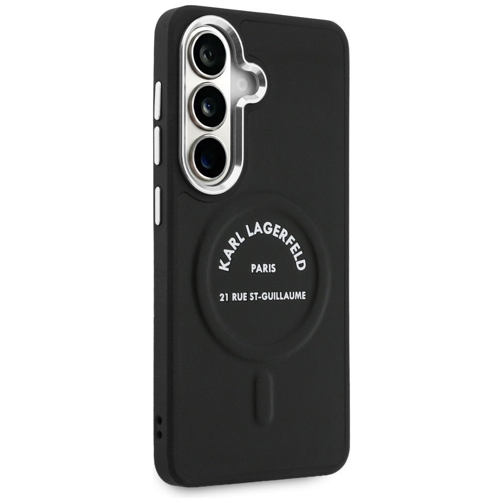 Karl Lagerfeld Samsung Galaxy S26 - Σκληρή Θήκη με Επένδυση Οικολογικού Δέρματος και MagSafe - Karl Embossed RSG - Black