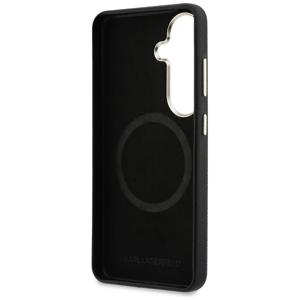 Karl Lagerfeld Samsung Galaxy S26 - Σκληρή Θήκη με Επένδυση Οικολογικού Δέρματος και MagSafe - Karl Head Logo - Black
