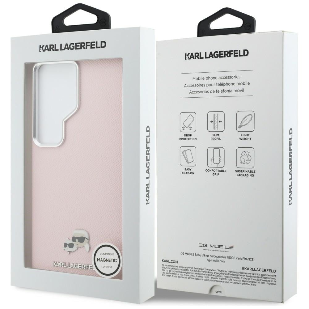Karl Lagerfeld Samsung Galaxy S26 Ultra - Σκληρή Θήκη με Επένδυση Συνθετικού Δέρματος και MagSafe - Saffiano KC Metal Logo - Pink