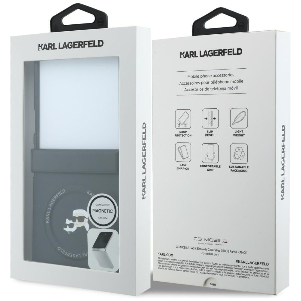 Karl Lagerfeld Samsung Galaxy Z Flip8 - Σκληρή Θήκη MagSafe με Επένδυση Συνθετικού Δέρματος - Karl and Choupette Pins MagSafe - Black