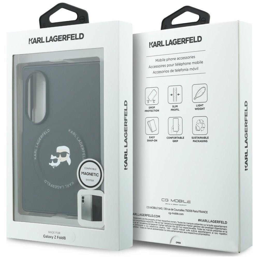 Karl Lagerfeld Samsung Galaxy Z Fold8 - Σκληρή Θήκη MagSafe με Επένδυση Συνθετικού Δέρματος - Karl and Choupette Pins MagSafe - Black
