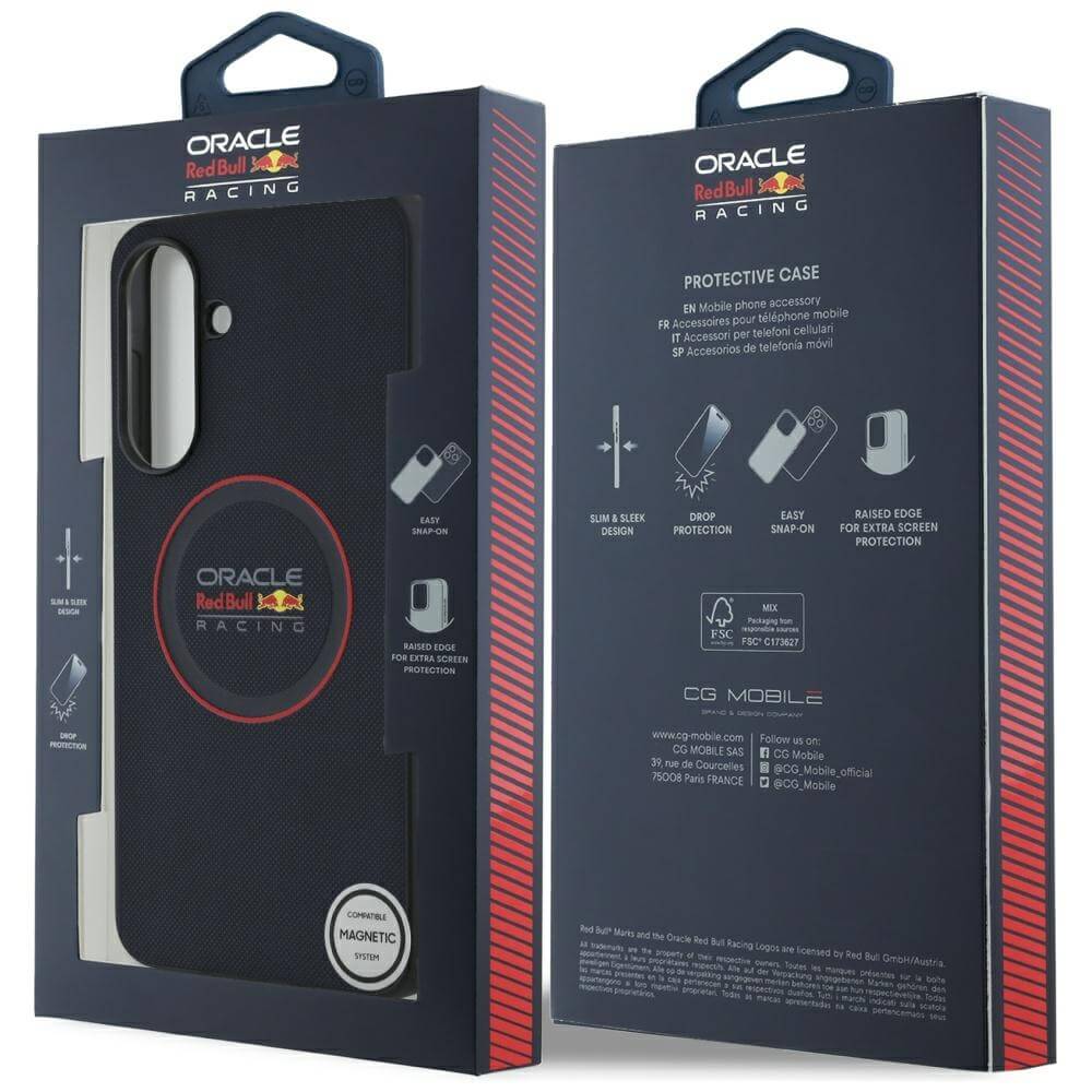 Red Bull Samsung Galaxy A36 5G - Meshed Red Ring - Σκληρή Θήκη με Επένδυση Συνθετικού Δέρματος και Πλαίσιο Σιλικόνης - Navy Blue - RBHCSA3624PUILVR