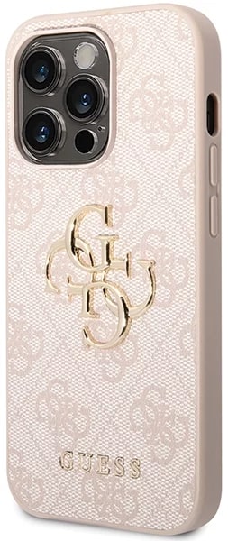 Guess iPhone 15 Pro Max - 4G Big Metal Logo Θήκη με Επένδυση Συνθετικού Δέρματος - Pink - GUHCP15X4GMGPI