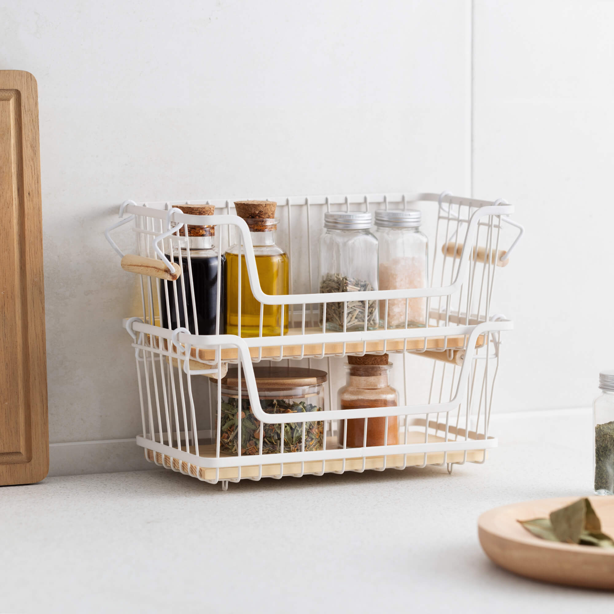 Navaris Σετ με 2 Μεταλλικά Καλάθια Αποθήκευσης - White - 55941.01