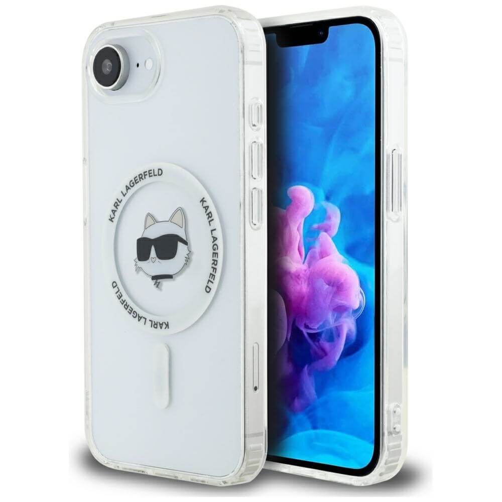 Karl Lagerfeld iPhone 16e - IML Metal Choupette Head - MagSafe Σκληρή Θήκη με Πλαίσιο Σιλικόνης - White - KLHMPSE4HLSCHH