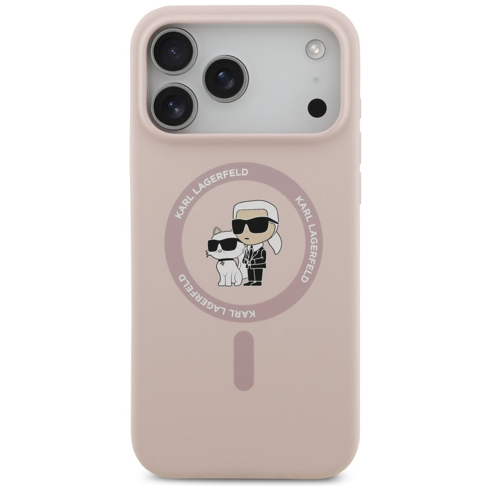 Karl Lagerfeld iPhone 17 Pro Max - Silicone Karl and Choupette Ring MagSafe Θήκη Σιλικόνης - Pink - KLHMP17XSCMKCRHP