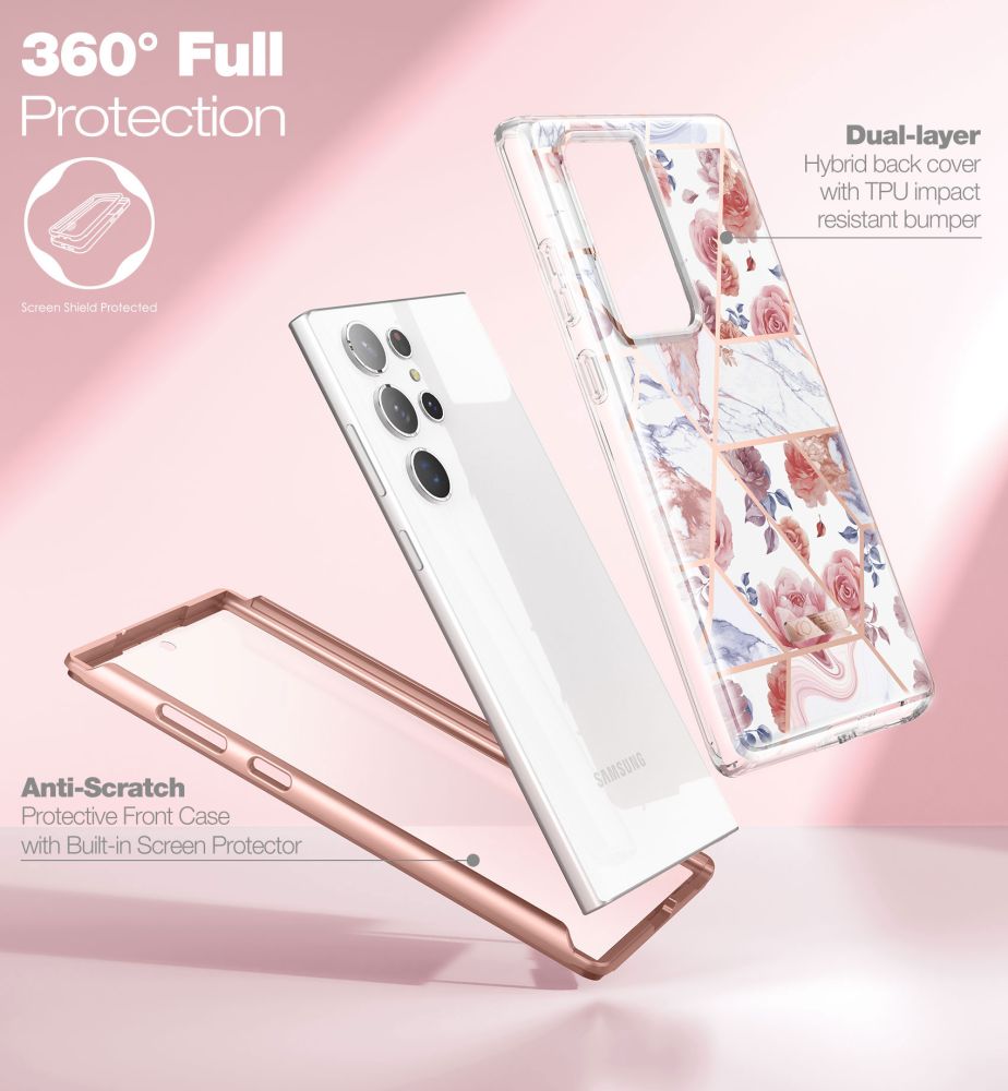 Tech - Protect Samsung Galaxy S23 Ultra Velar Θήκη 360 Full Body με Προστασία Οθόνης - Marble