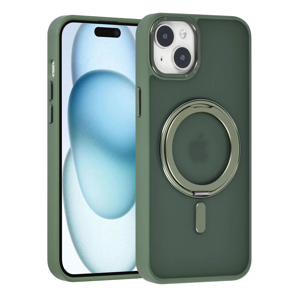 Tuniq iPhone 15 Plus / 14 Plus - Σκληρή MagSafe Θήκη με Περιστρεφόμενο Δαχτυλίδι Συγκράτησης - Πράσινο