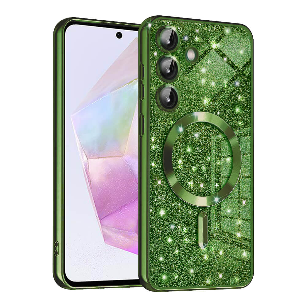 Techsuit Samsung Galaxy A35 5G - Luxury Glitter MagSafe - Θήκη Σιλικόνης - Deep Green