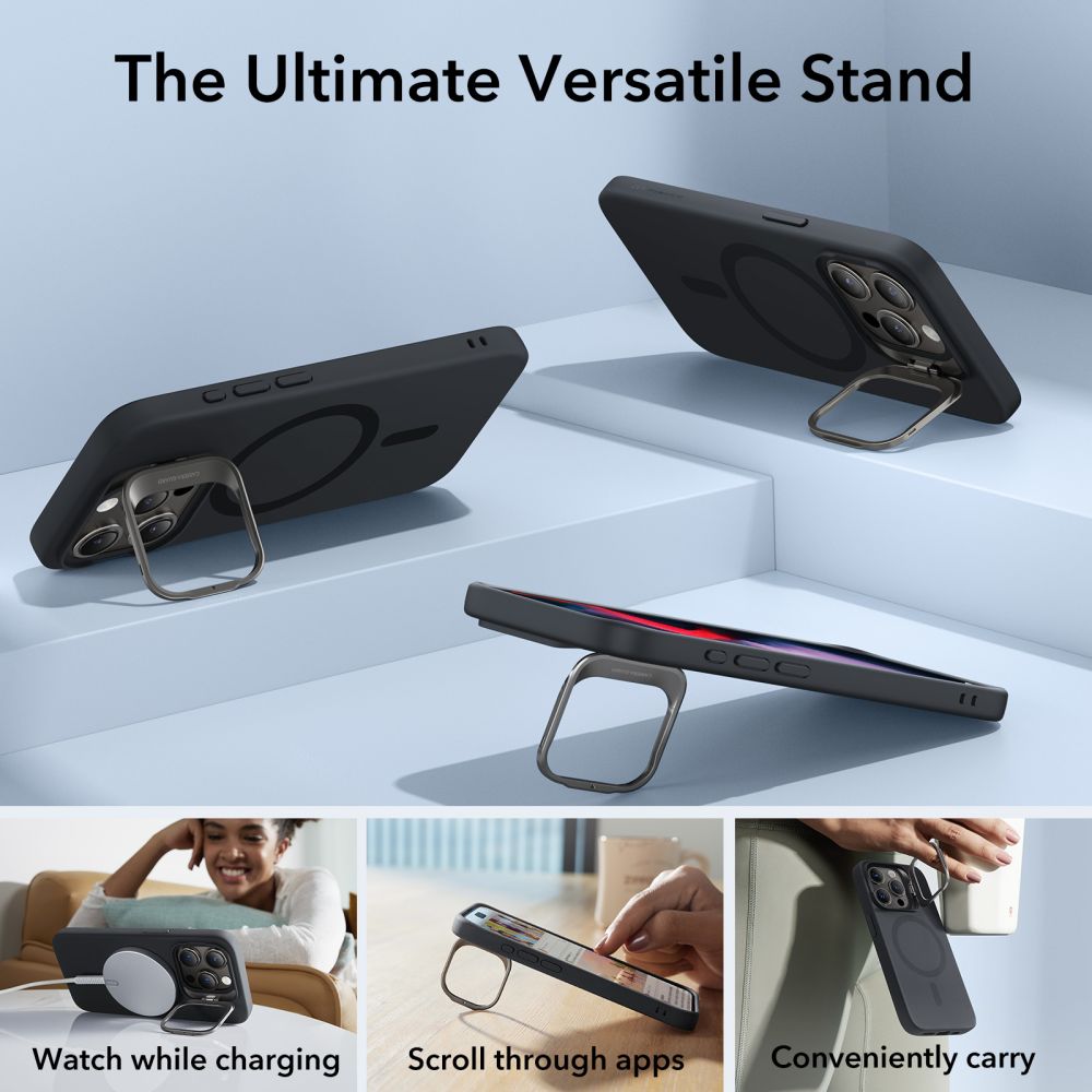 ESR iPhone 15 Pro Max Cloud Kickstand Halolock MagSafe Σκληρή Θήκη με Πλαίσιο Σιλικόνης και Stand - Black