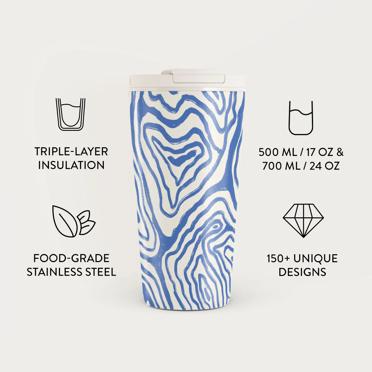 Burga Κούπα Θερμός από Ανοξείδωτο Ατσάλι - Flap Lid - 500ml - Seven Seas