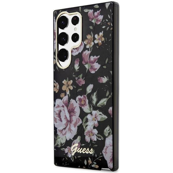 Guess Samsung Galaxy S23 Ultra - Flower Collection Σκληρή Θήκη με Πλαίσιο Σιλικόνης - Black - GUHCS23LHCFWSK