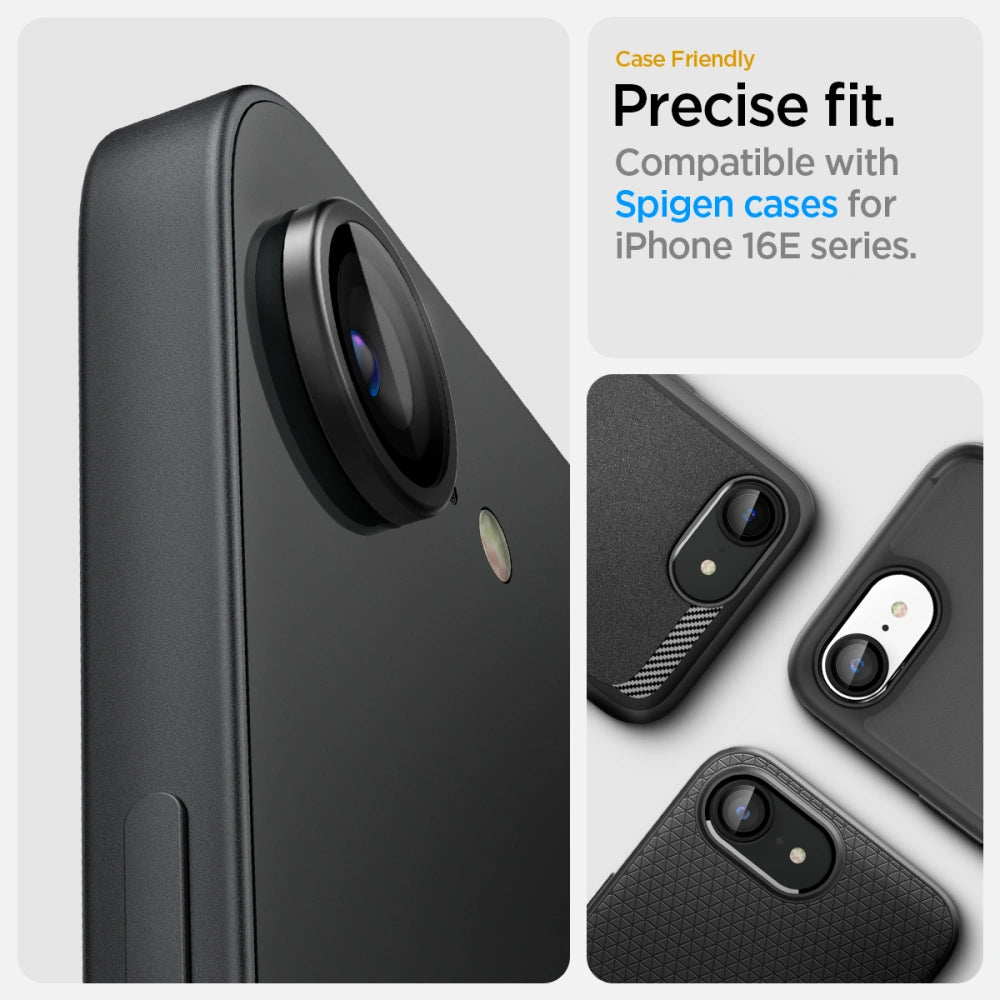 Spigen iPhone 16e Optik Pro Glas.TR EZ Fit Αντιχαρακτικό Γυαλί για την Κάμερα - 2 Τεμάχια - Black