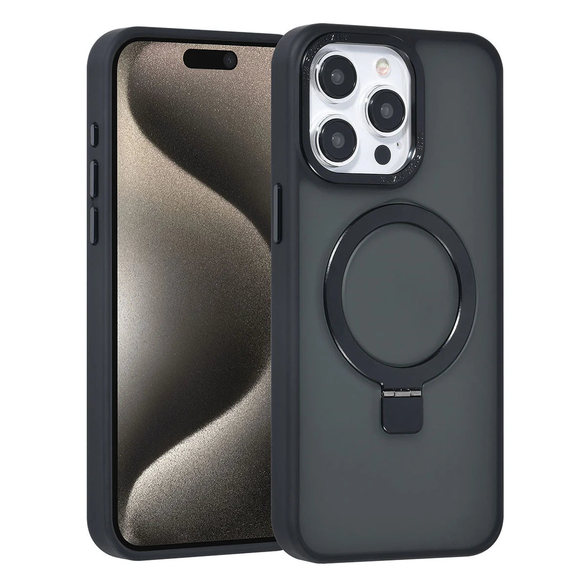 Tuniq iPhone 15 Pro Max - MagSafe Σκληρή Θήκη με Δαχτυλίδι Συγκράτησης - Black