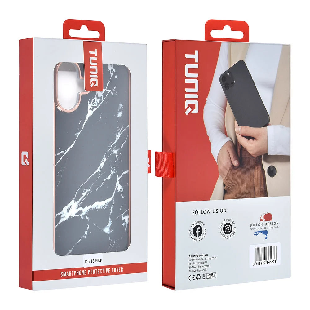 Tuniq iPhone 16 Plus Silicone Θήκη Σιλικόνης - Marble / Black