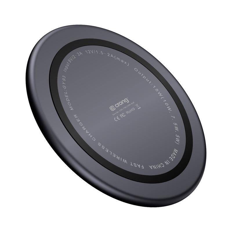 Crong PowerSpot 15W Ασύρματος Φορτιστής Qi με Καλώδιο Type - C σε Type - C - Shadow Black