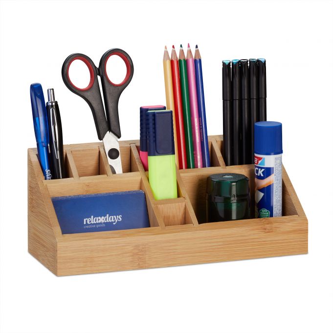 Relaxdays Ξύλινη Βάση Οργάνωσης Γραφείου από Bamboo - Natural - 4052025316136