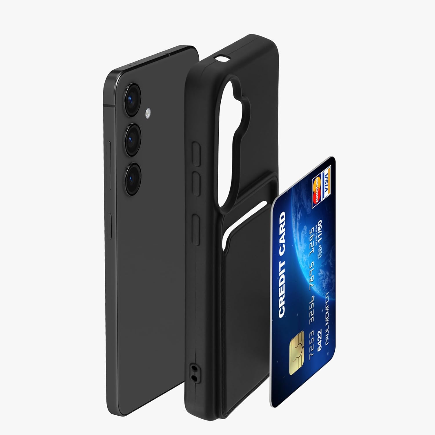 KW Samsung Galaxy S24 Θήκη Σιλικόνης TPU με Υποδοχή για Κάρτα - Black