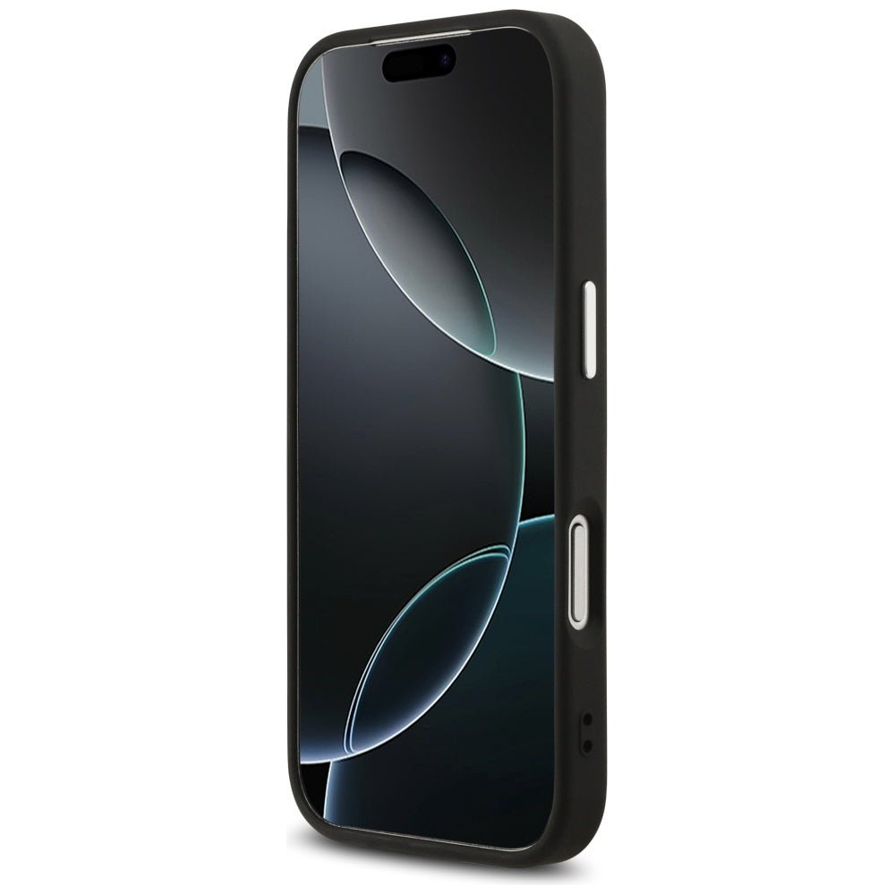 Guess iPhone 17 Pro - 4G Classic Logo MagSafe - Σκληρή Θήκη με Πλαίσιο Σιλικόνης και Επένδυση Οικολογικού Δέρματος - Black - GUHMP17LP4GSSMCK
