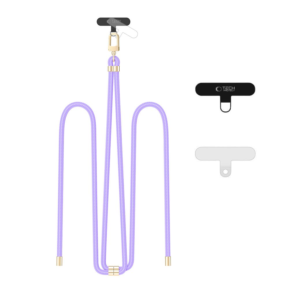 Tech-Protect C7S Rope CrossBody Strap - Universal Λουράκι για Θήκη Κινητού - Lavender / Gold